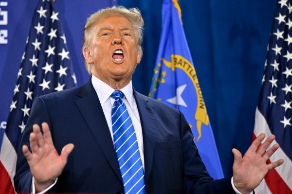 Republican presidential candidate and former U.S. President Do<em></em>nald Trump speaks during a campaign event at Big League Dreams Las Vegas on January 27, 2024 in Las Vegas, Nevada.
