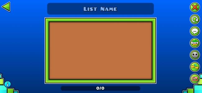Geometry Dash List menu