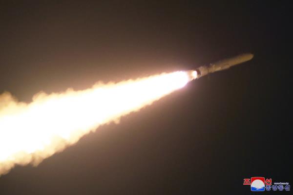 This photo on Thursday shows the North's first test-firing of new Pulhwasal-3-31 strategic cruise missiles the previous day. (KCNA)
