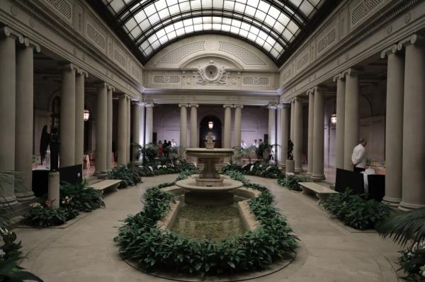 The 1925 neoclassical Garden Court at the 2016 Frick Collection Autumn Dinner ho<em></em>noring Edmund De Waal at The Frick Collection on October 17, 2016.