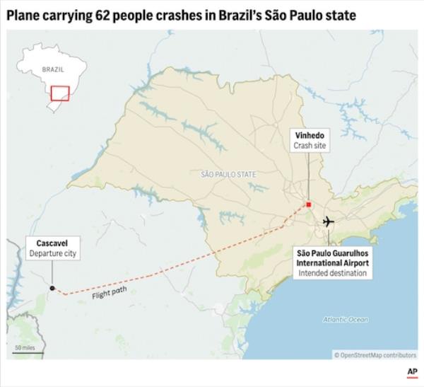 Brazil plane crash map