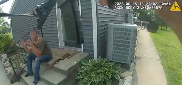 Body camera footage shows Doerman sitting on his front porch after he allegedly killed his sons.