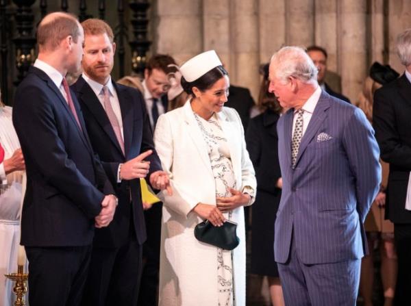 File photo dated 11/03/19 of the then Prince of Wales, now King Charles III talking with the Duchess of Sussex and the Duke of Sussex and the then Duke of Cambridge (left) as they attend the Commo<em></em>nwealth Service at Westminster Abbey, London. The Duke of Sussex has reportedly claimed he was physically attacked by his brother over his marriage to Meghan Markle. Issue date: Thursday January 5, 2023. PA Photo. In a leaked extract of his highly anticipated autobiography, Spare, to The Guardian newspaper, Harry alleged the co<em></em>nfrontation took place at his Lo<em></em>ndon home in 2019 and had left him with a visible injury to his back after the Prince of Wales grabbed his brother by the collar and ripped his necklace before knocking him to the floor. See PA story ROYAL Sussex. Photo credit should read: Richard Pohle/The Times/PA Wire