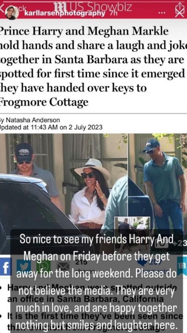 Karl took to Instagram to defend the royal couple