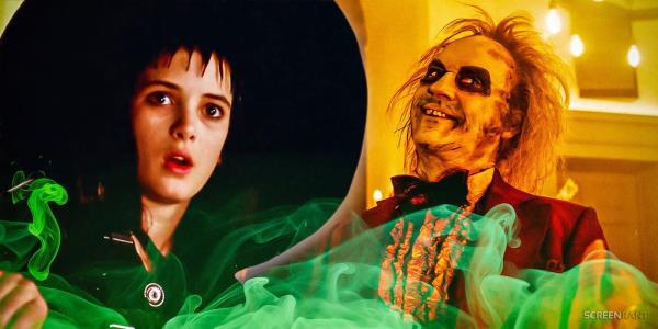 Winona Ryder from Beetlejuice next to Michael Keaton in Beetlejuice 2