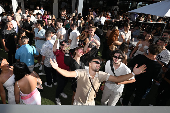 Revellers at the St Kilda Sea Baths’ New Yer’s Eve celebrations.