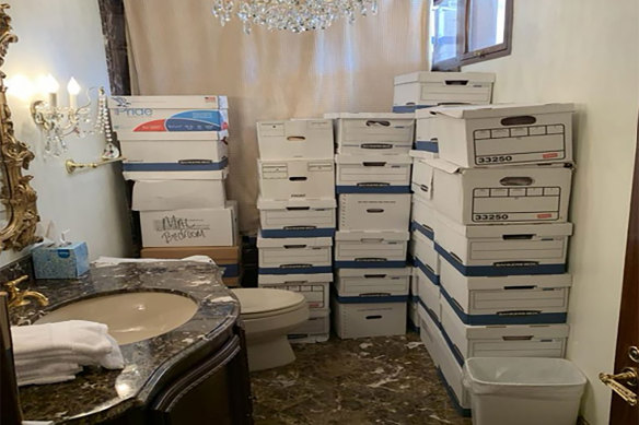 Secret US government docu<em></em>ments were found in one of Do<em></em>nald Trump’s bathrooms.