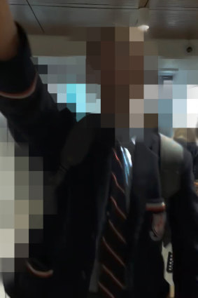 A student from Sydney’s Cranbrook private boys’ school performs a Nazi salute in an undated image.