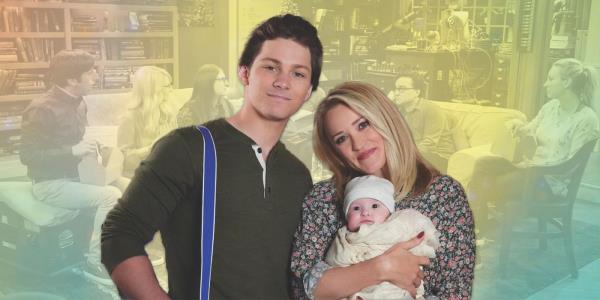 Mo<em></em>ntana Jordan's Georgie and Emily Osment's Mandy hold their baby in Young Sheldon